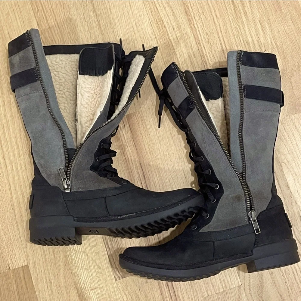 UGG BRYSTL BLACK 11”TALL BOOTS WATERPROOF Size 6
